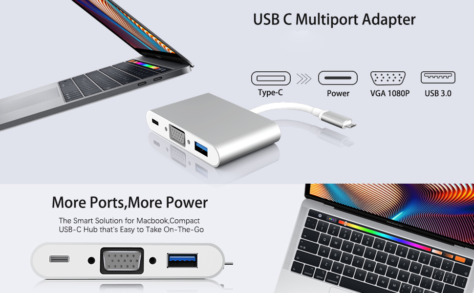 Multiport USB-C - VGA átalakító adapter